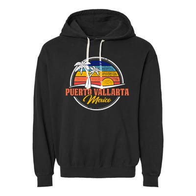 Puerto Vallarta Retro Sunset Garment-Dyed Fleece Hoodie