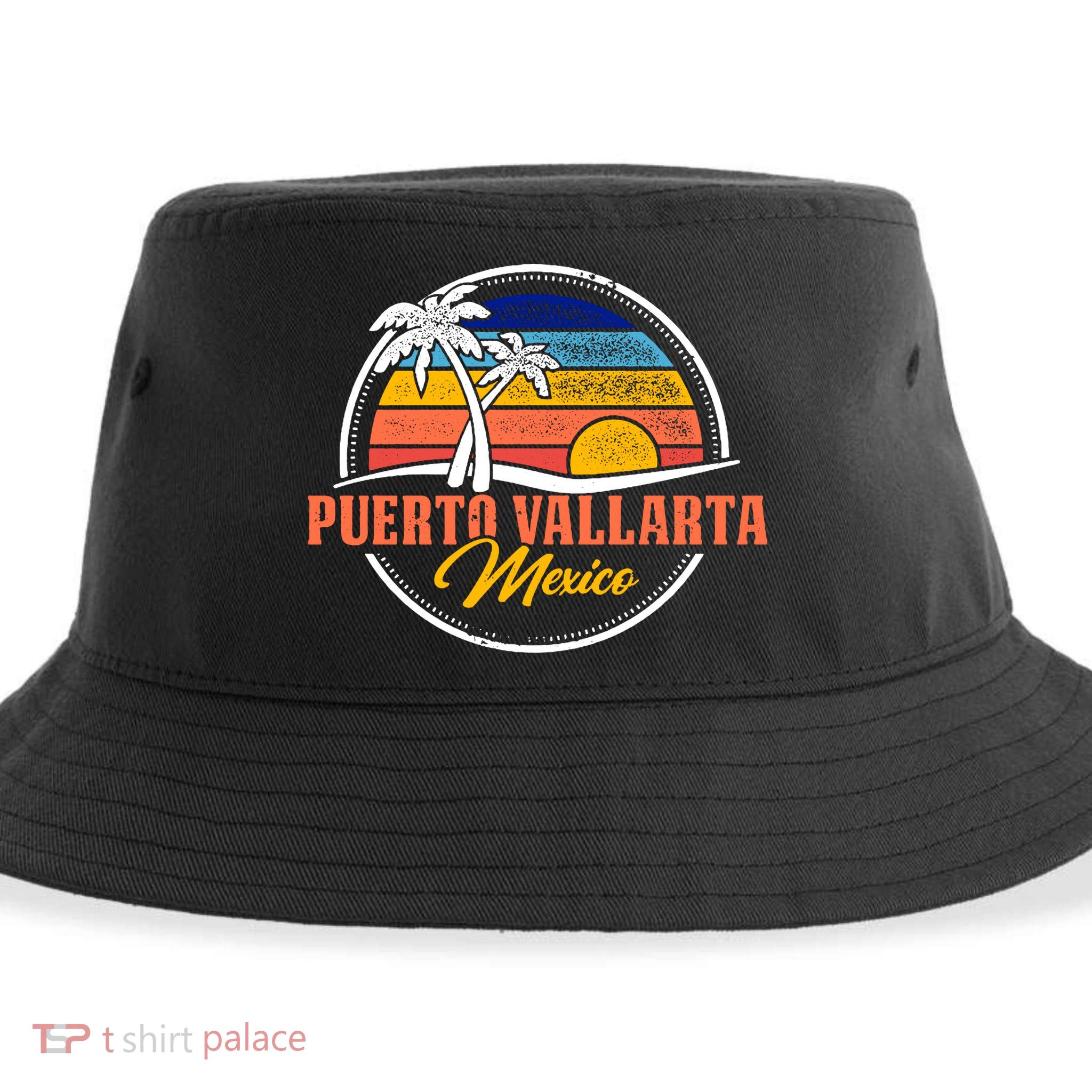 Puerto Vallarta Retro Sunset Sustainable Bucket Hat