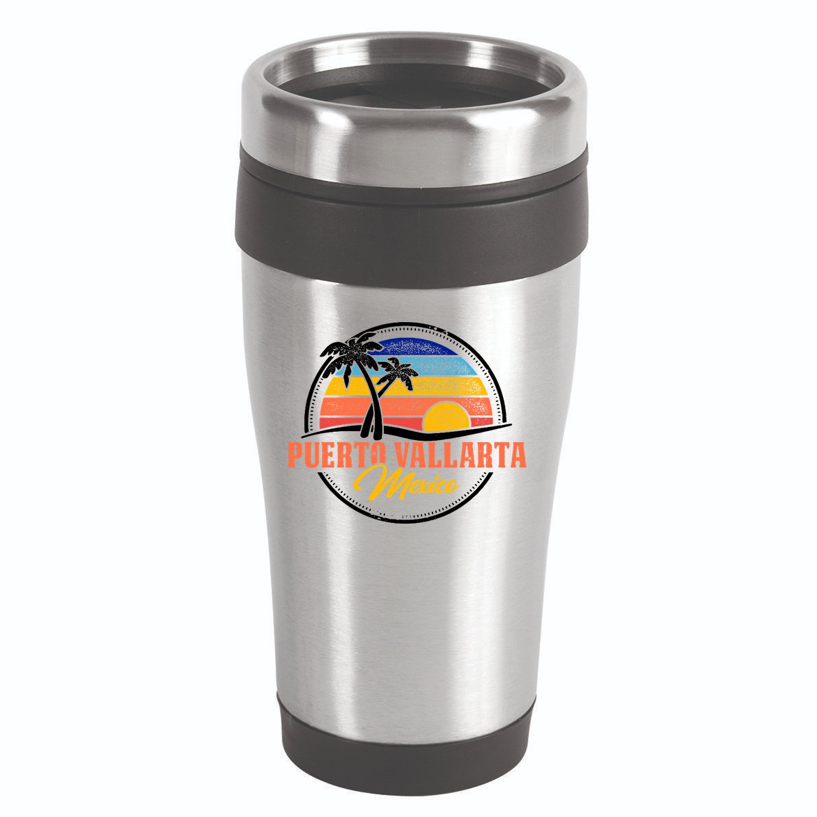Puerto Vallarta Retro Sunset 16oz Travel Tumbler