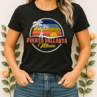 Puerto Vallarta Retro Sunset Womens T-Shirt