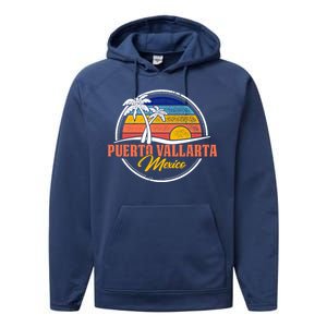 Puerto Vallarta Retro Sunset Performance Fleece Hoodie