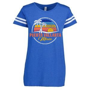 Puerto Vallarta Retro Sunset Enza Ladies Jersey Football T-Shirt