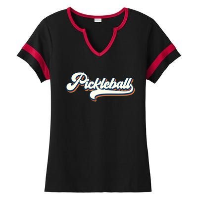 Pickleball Vintage Retro Cool Gift Ladies Halftime Notch Neck Tee