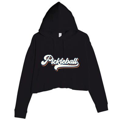 Pickleball Vintage Retro Cool Gift Crop Fleece Hoodie