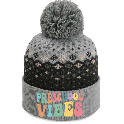 Preschool Vibes Retro 80s Pre School The Baniff Cuffed Pom Beanie