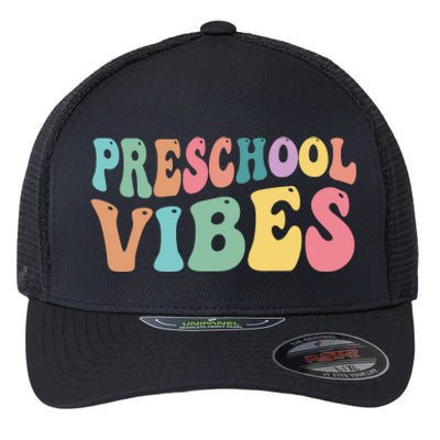 Preschool Vibes Retro 80s Pre School Flexfit Unipanel Trucker Cap