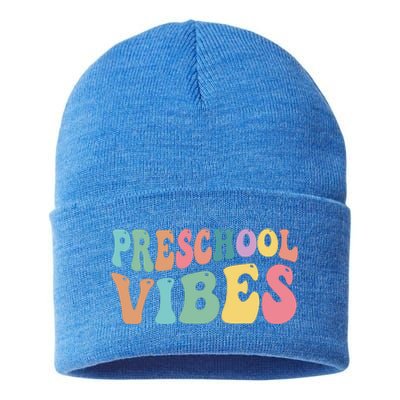 Preschool Vibes Retro 80s Pre School Sustainable Knit Beanie