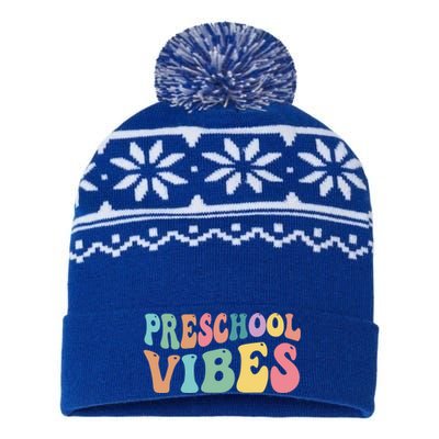 Preschool Vibes Retro 80s Pre School USA-Made Snowflake Beanie