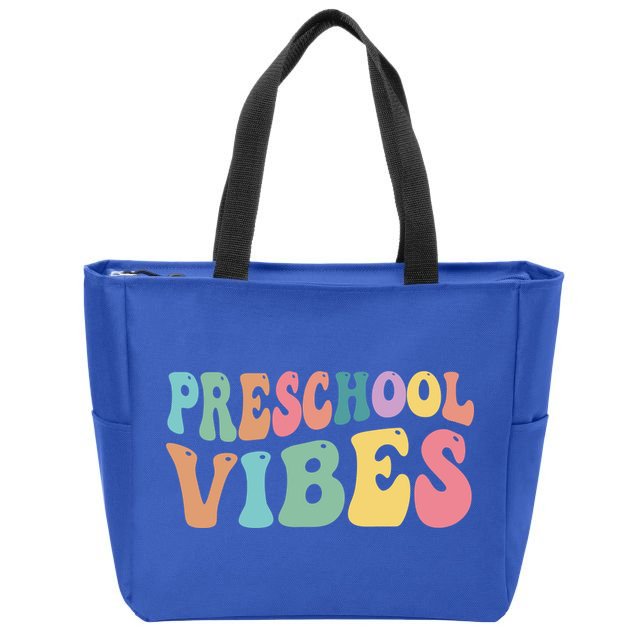 Preschool Vibes Retro 80s Pre School Zip Tote Bag