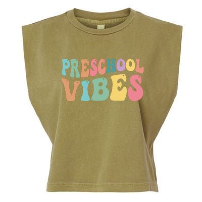 Preschool Vibes Retro 80s Pre School Garment-Dyed Women's Muscle Tee