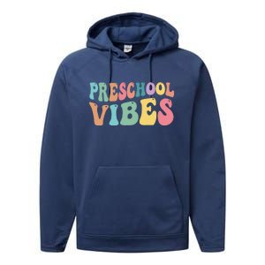 Preschool Vibes Retro 80s Pre School Performance Fleece Hoodie