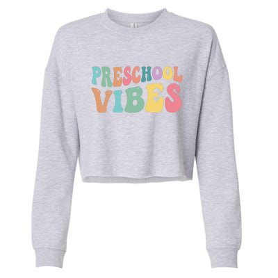 Preschool Vibes Retro 80s Pre School Cropped Pullover Crew