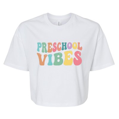 Preschool Vibes Retro 80s Pre School Bella+Canvas Jersey Crop Tee