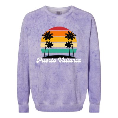 Puerto Vallarta Retro Vintage 70s 80s Beach Summer Sun Fun Colorblast Crewneck Sweatshirt