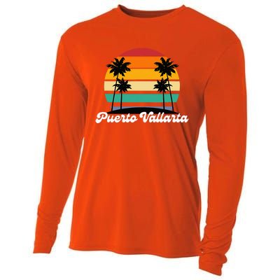 Puerto Vallarta Retro Vintage 70s 80s Beach Summer Sun Fun Cooling Performance Long Sleeve Crew