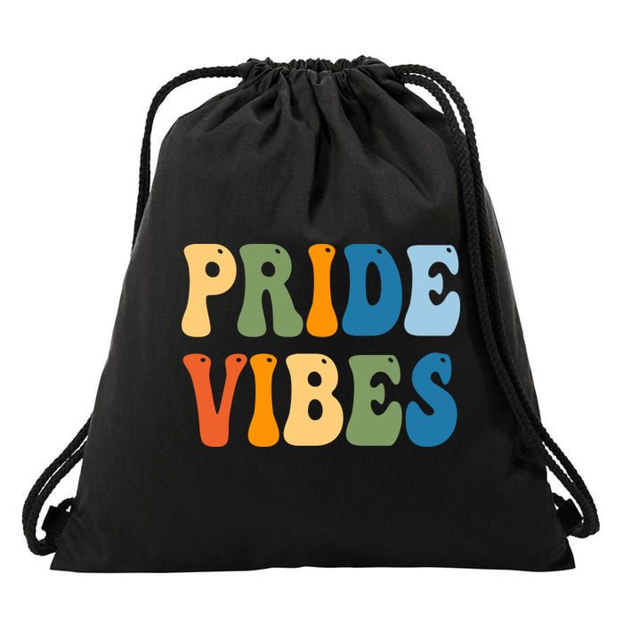 Prides Vibes Retro LGBTQ Drawstring Bag
