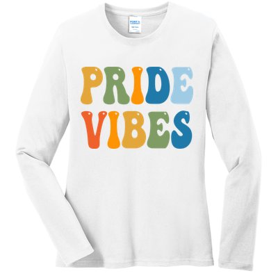 Prides Vibes Retro LGBTQ Ladies Long Sleeve Shirt
