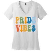 Prides Vibes Retro LGBTQ Women's V-Neck T-Shirt