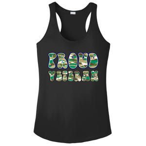 Proud Veteran Retro Military Patriotic Veterans Day Gift Ladies PosiCharge Competitor Racerback Tank