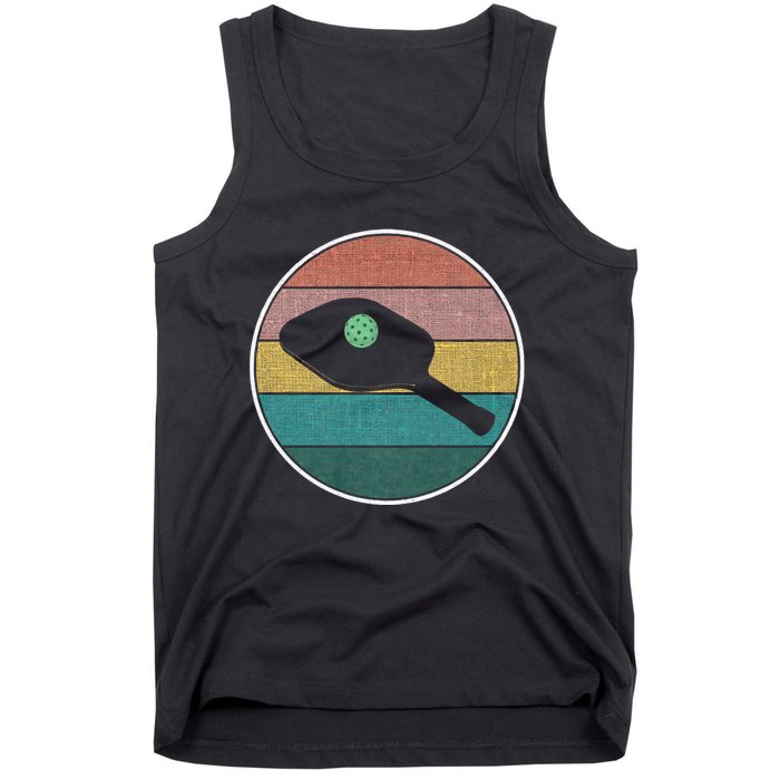 Pickleball Vintage Retro Sunset Ball Funny Pickleball Joke Tank Top