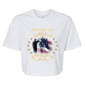 Proud Veteran Son Thank You Veterans Great Gift Bella+Canvas Jersey Crop Tee