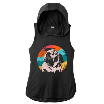 Pug Vintage Style Meaningful Gift Idea Ladies PosiCharge Tri-Blend Wicking Draft Hoodie Tank