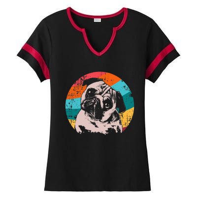 Pug Vintage Style Meaningful Gift Idea Ladies Halftime Notch Neck Tee