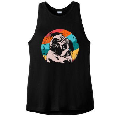 Pug Vintage Style Meaningful Gift Idea Ladies PosiCharge Tri-Blend Wicking Tank