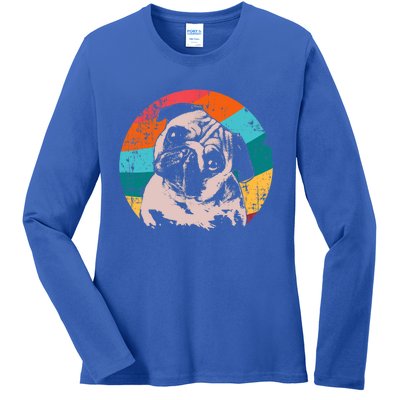 Pug Vintage Style Meaningful Gift Idea Ladies Long Sleeve Shirt