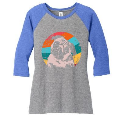 Pug Vintage Style Meaningful Gift Idea Women's Tri-Blend 3/4-Sleeve Raglan Shirt