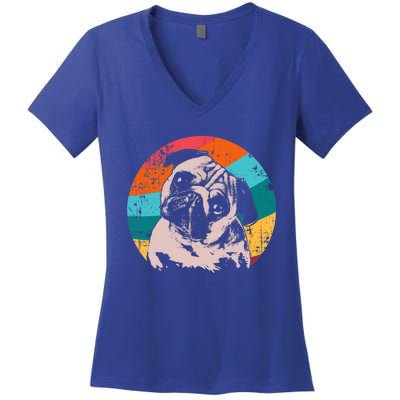 Pug Vintage Style Meaningful Gift Idea Women's V-Neck T-Shirt