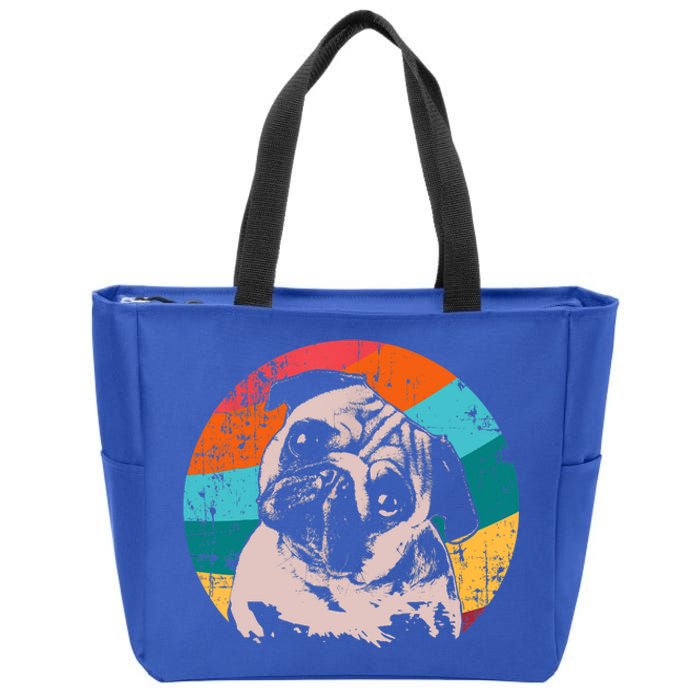 Pug Vintage Style Meaningful Gift Idea Zip Tote Bag