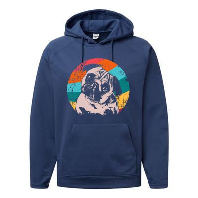 Pug Vintage Style Meaningful Gift Idea Performance Fleece Hoodie