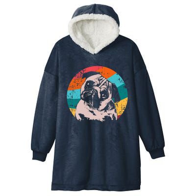 Pug Vintage Style Meaningful Gift Idea Hooded Wearable Blanket