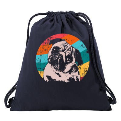 Pug Vintage Style Meaningful Gift Idea Drawstring Bag