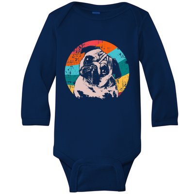 Pug Vintage Style Meaningful Gift Idea Baby Long Sleeve Bodysuit