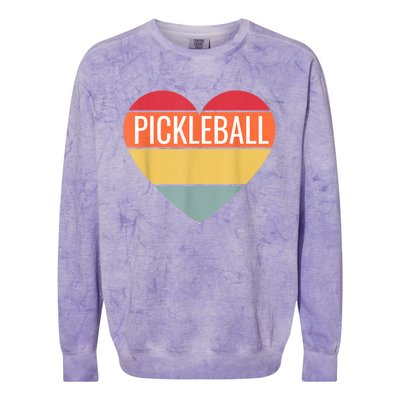 Pickleball Vintage Sunshine Heart Pickle Stuff Design Colorblast Crewneck Sweatshirt