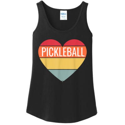 Pickleball Vintage Sunshine Heart Pickle Stuff Design Ladies Essential Tank