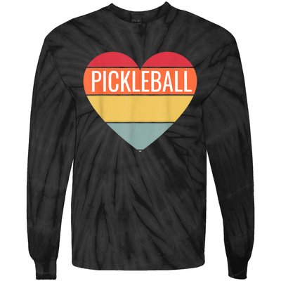 Pickleball Vintage Sunshine Heart Pickle Stuff Design Tie-Dye Long Sleeve Shirt