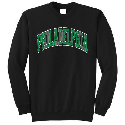 Philadelphia Varsity Style Green Text Sweatshirt