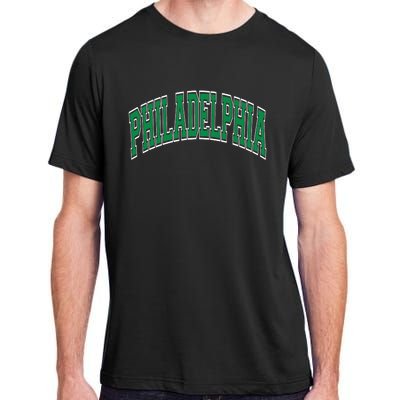 Philadelphia Varsity Style Green Text Adult ChromaSoft Performance T-Shirt