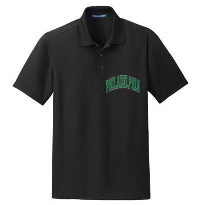 Philadelphia Varsity Style Green Text Dry Zone Grid Polo