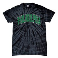 Philadelphia Varsity Style Green Text Tie-Dye T-Shirt