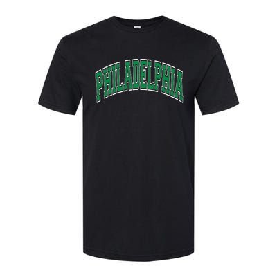 Philadelphia Varsity Style Green Text Softstyle CVC T-Shirt