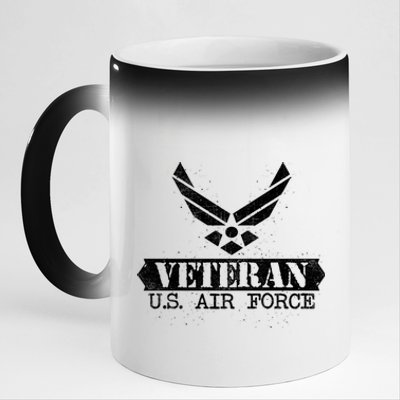 Proud Veteran Stylish Cool Us Air Force Wings Gift Funny Gift 11oz Black Color Changing Mug