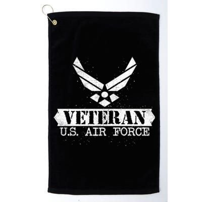 Proud Veteran Stylish Cool Us Air Force Wings Gift Funny Gift Platinum Collection Golf Towel