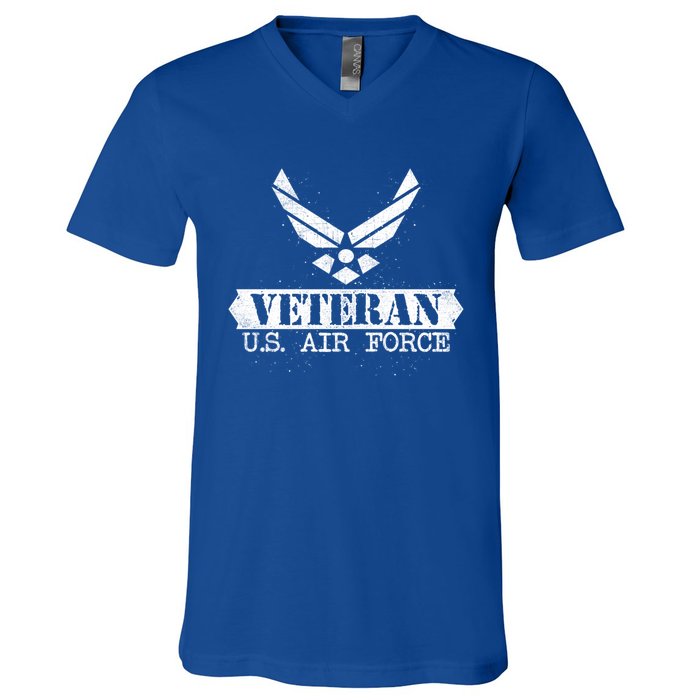 Proud Veteran Stylish Cool Us Air Force Wings Gift Funny Gift V-Neck T-Shirt