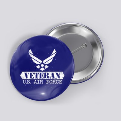 Proud Veteran Stylish Cool Us Air Force Wings Gift Funny Gift Button