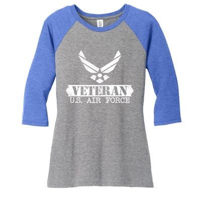 Proud Veteran Stylish Cool Us Air Force Wings Gift Funny Gift Women's Tri-Blend 3/4-Sleeve Raglan Shirt