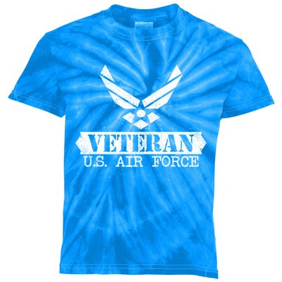 Proud Veteran Stylish Cool Us Air Force Wings Gift Funny Gift Kids Tie-Dye T-Shirt